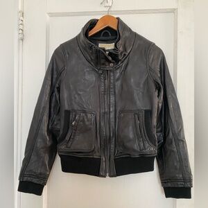 Michael Kors leather bomber jacket